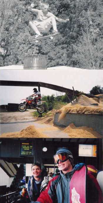 Me skateboarding in North Carolina.

Me riding my dirtbike in North Carolina

Me and my friend Mike waiting for the tram in Jackson Hole, Wyoming
